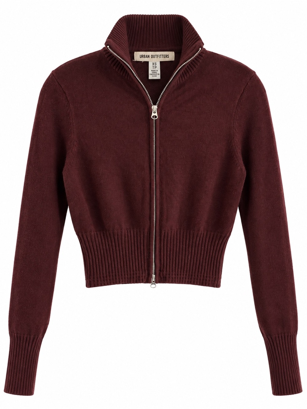 Urban Outfitters Everleigh Two-Way Zip Cardigan Brown XS Viscose Blend